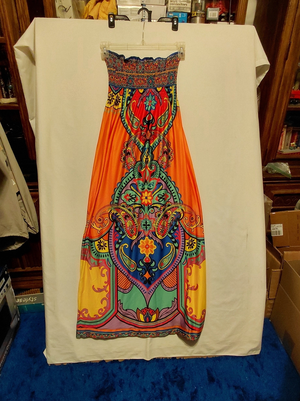 Flying Tomato M Vibrant Colorful Maxi Dress Boho Festival Resort Statement Print